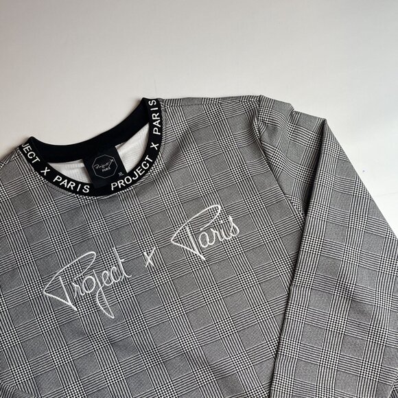 PROJECT X PARIS Sweater fleece Pullover embroidered Logo Black & White Men' XL - Picture 2 of 10